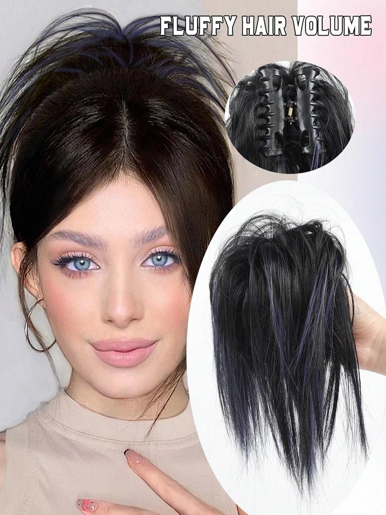 Synthetic Messy Claw Clip Hair Straight Bun Fake Hair Bun Female Hair Tail Extension
