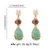 Women Fashion Handmade Weave Metal String Bag Green Natural Stone Dangle Earrings White Resin Waterdrop Earring Gothic Jewelry