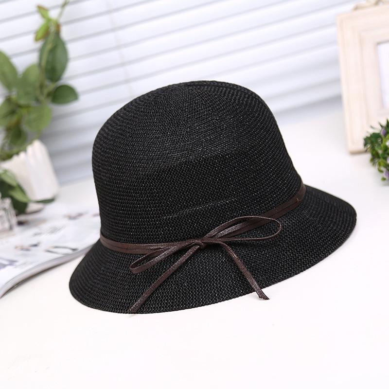 Versatile Breathable Mesh Basin Hat Bow Straw Bucket Hat Women Summer Travel Sun Protection Visor Sun Hat