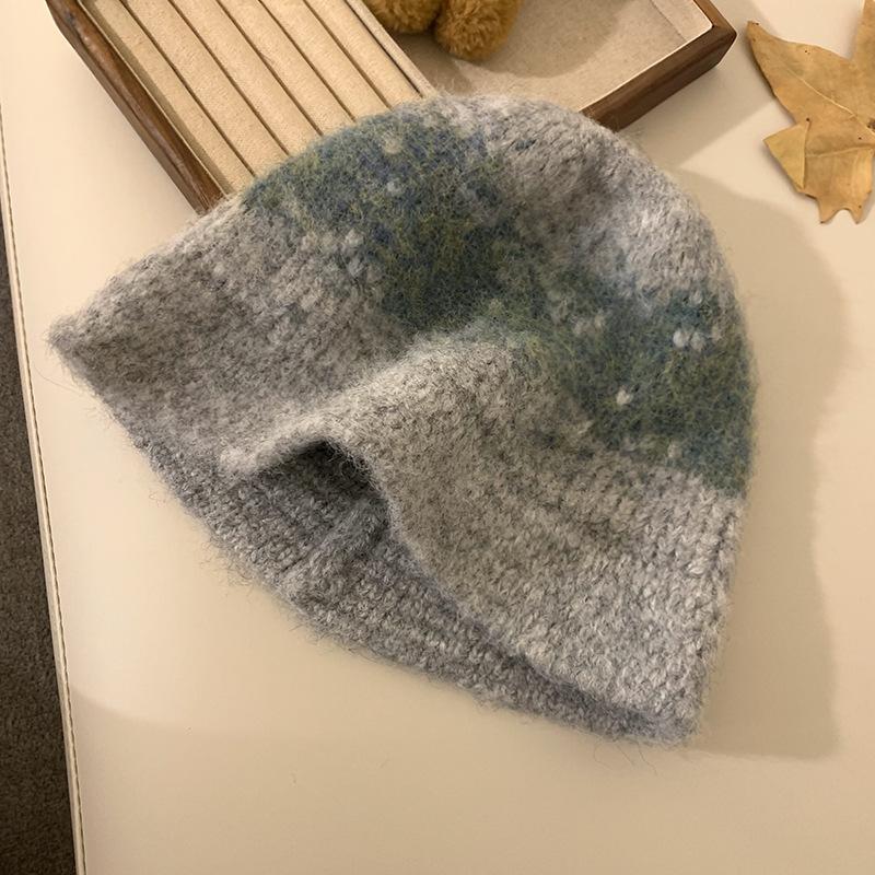 

Нишевая ретро жаккардовая вязаная шерстяная шапка для женщин на осень и зиму, маленькая шляпа-ведро, универсальная теплая шерстяная шапка-рыбацкая One size