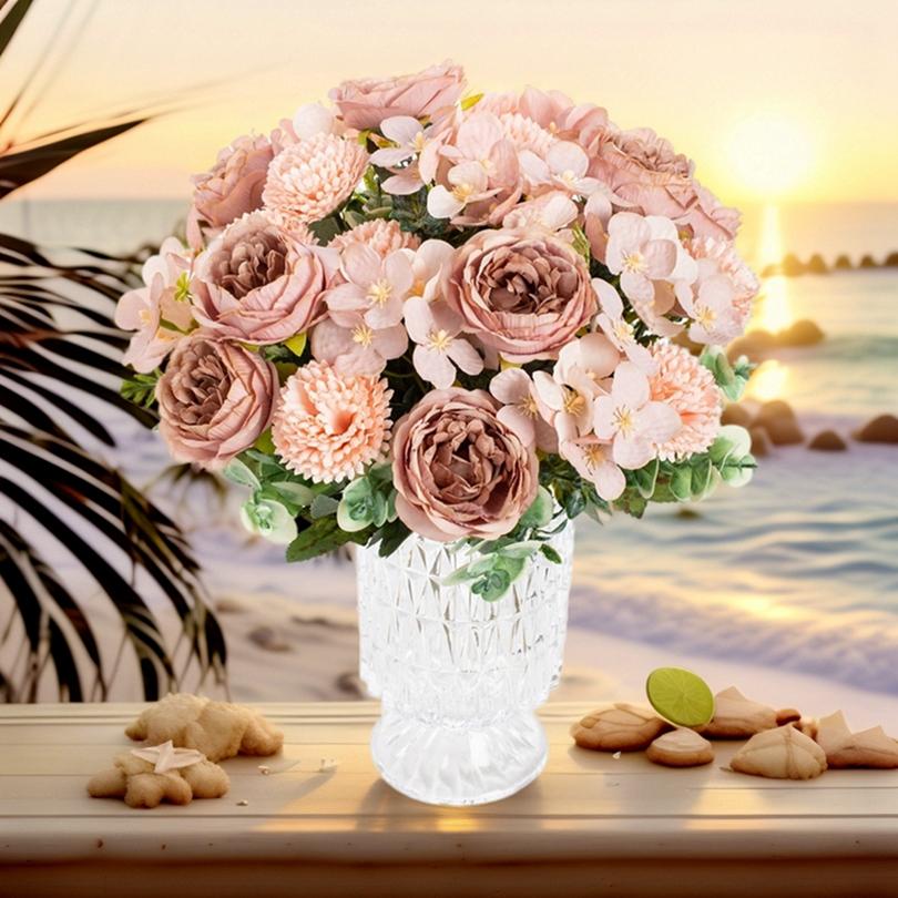 Artificialflower Silk Peony Chrysanthemum Outdoor Garden Wall Wedding Bridal Bouquet Christmas Home Vase Festival Party Diy Gift