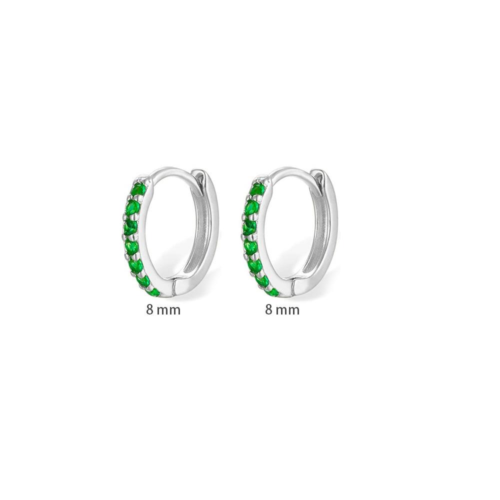 8mm Stainless Steel Minimal Hoop Earrings Crystal Zirconia Small Huggie Thin Cartilage Earrings Helix Tragus Piercing Jewelry