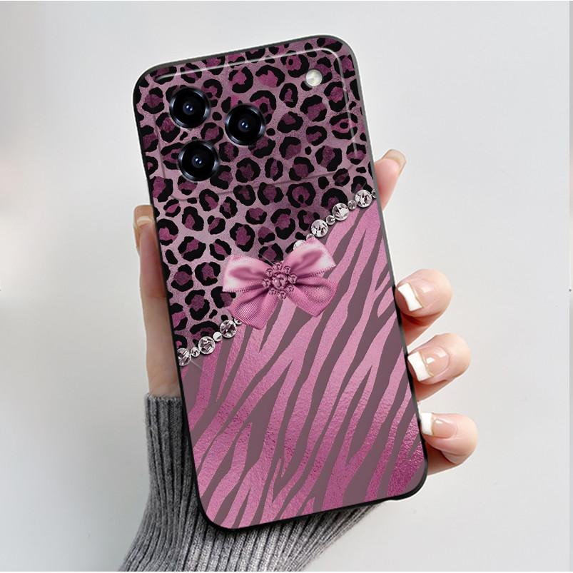 Printing Pattern Case For ZTE Blade A76 4G Z2474 Soft Silicone Black Shell Cover Cute Flower Cartoon Casing