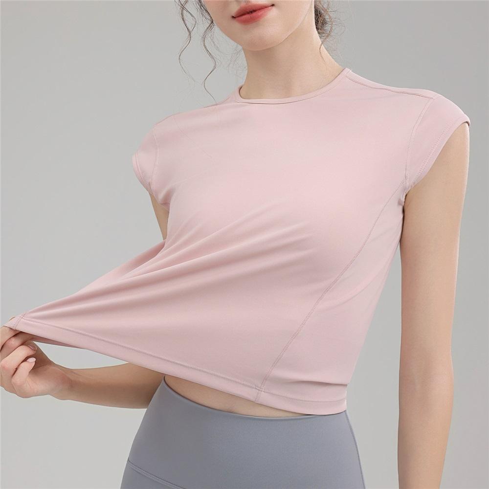 New Yoga Short Sleeved Women's Hollow Back Sports T-shirt With Drawstring, Wrinkle, Breathable Outdoor Sports Running And Fitness Clothing