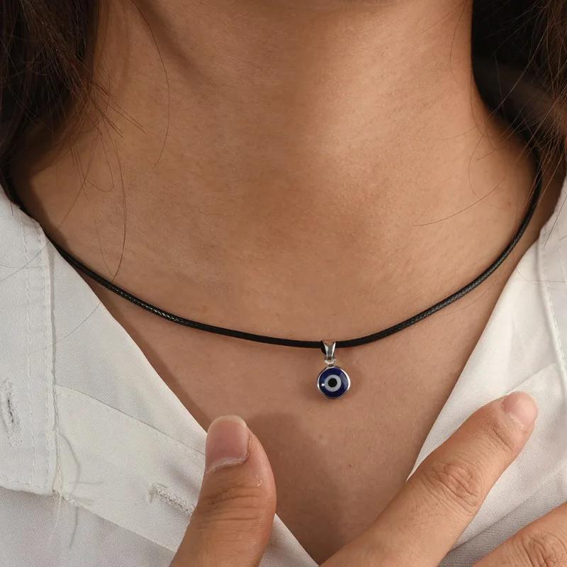 Turkey Evil Eye Pendant Necklaces for Women Girls Friends Blue Turkish Demon Eyes Chokers Gold Color Chain Necklace Jewelry