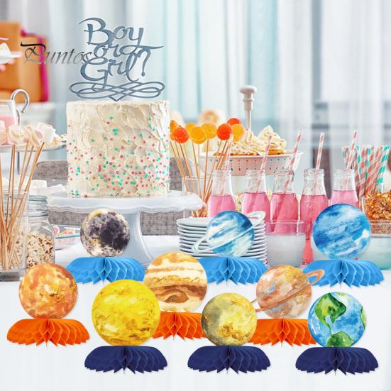 9 bucăți Planetă Fagure Centrală Spațiu Sistem Solar Tema Decoratiuni de masă Hârtie Planetă Fagure pentru copii Decorațiuni pentru petrecerea de aniversare