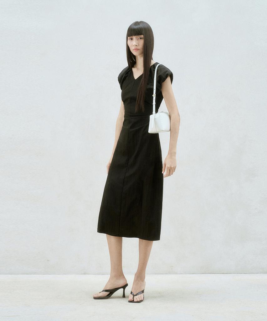 Rie Slit Back Puff Sleeve Midi Dress