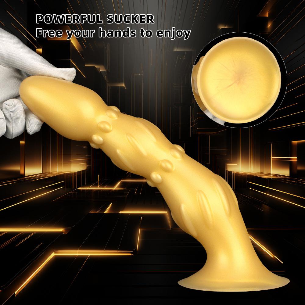 Golden Silicone Extra Long  Extra Large  and Extra Thick Anal Plug for Wearing Anal Strips While Going Out To Practice The Anus