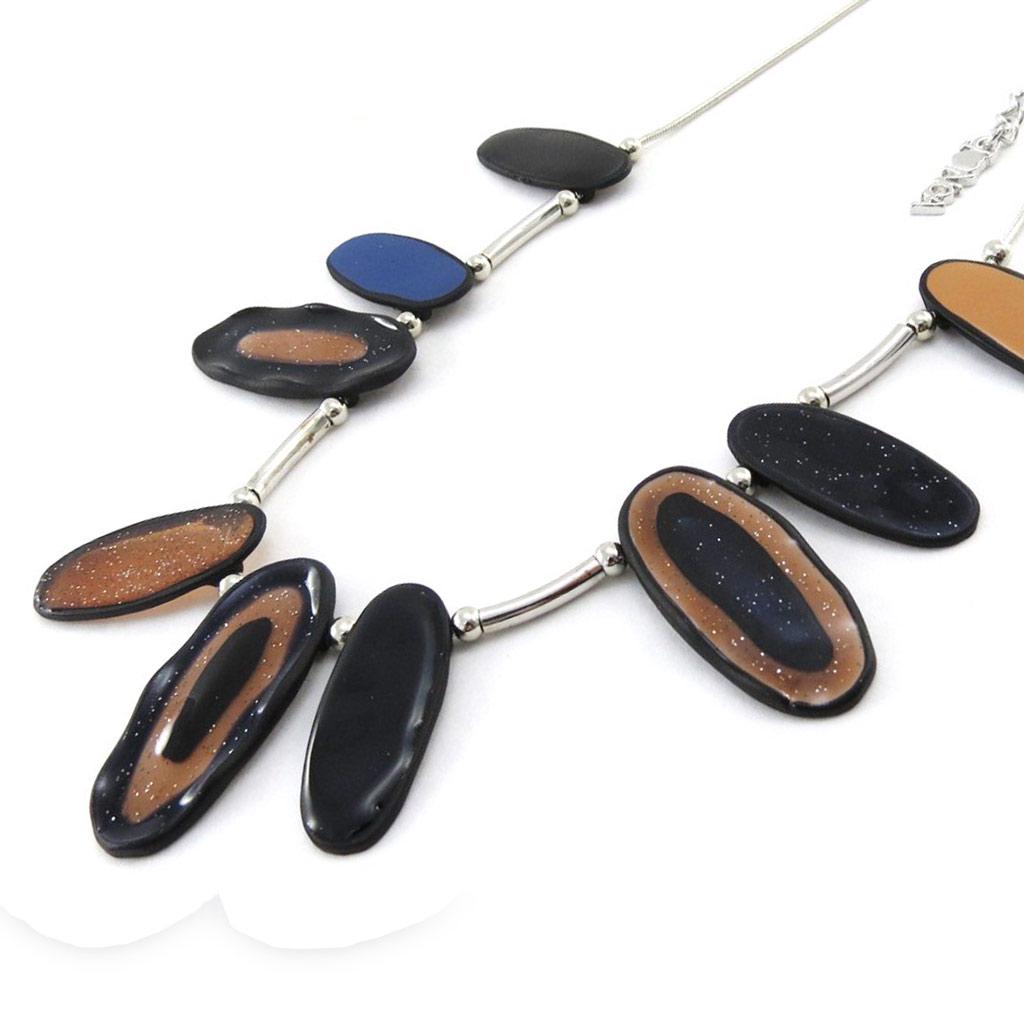 NOA [J2155] - Designer Necklace 'Coloring' Blue Brown
