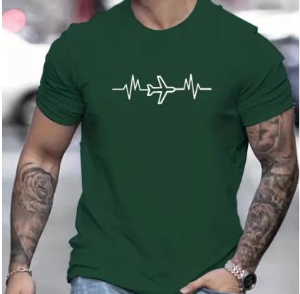 Summer Loose Size Creative Aircraft Graphic Printing Casual Round Neck Short Sleeve T-Shirt Top