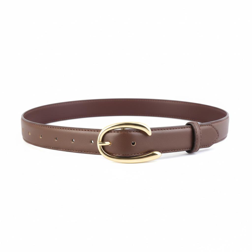 

Leather Student Womens Belt With Classic Pin Buckle For Casual And Office Wear темно-коричневого кольору