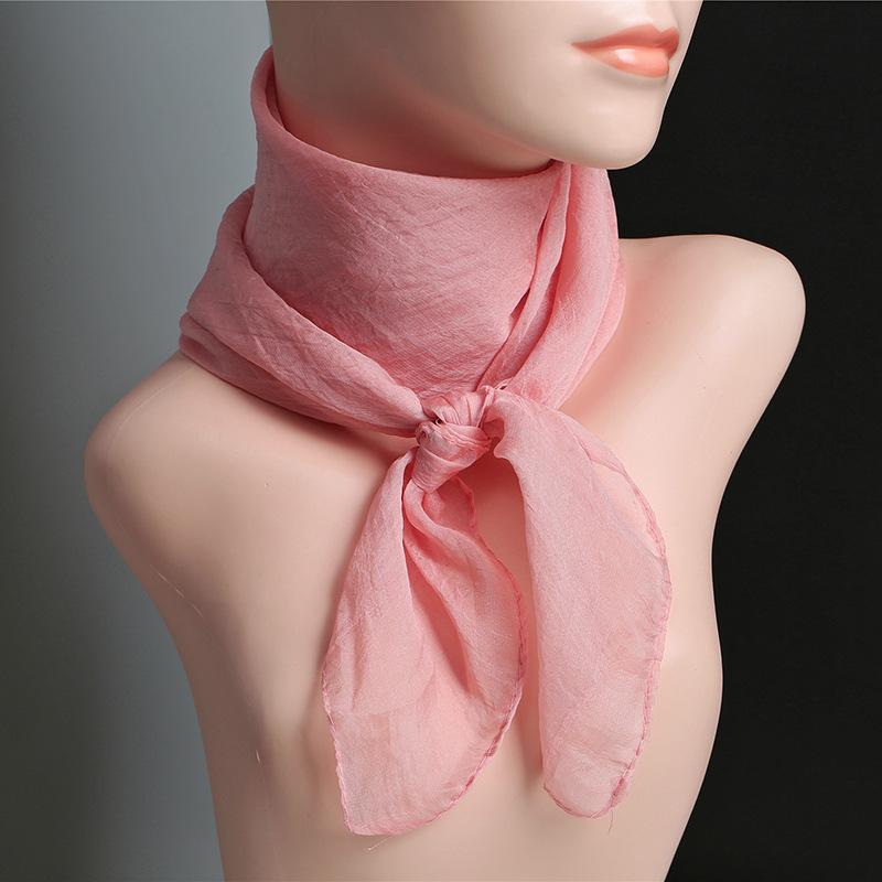 New Silk Handkerchief Silk Scarves Spring And Summer Ladies With A Small Scarf Pure Color Scarf 70*70Cm