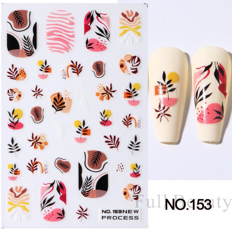 Nail Art Stickers Autumn Maple Leaf Sunflower Flower Elk Adhesive Nail Stickers