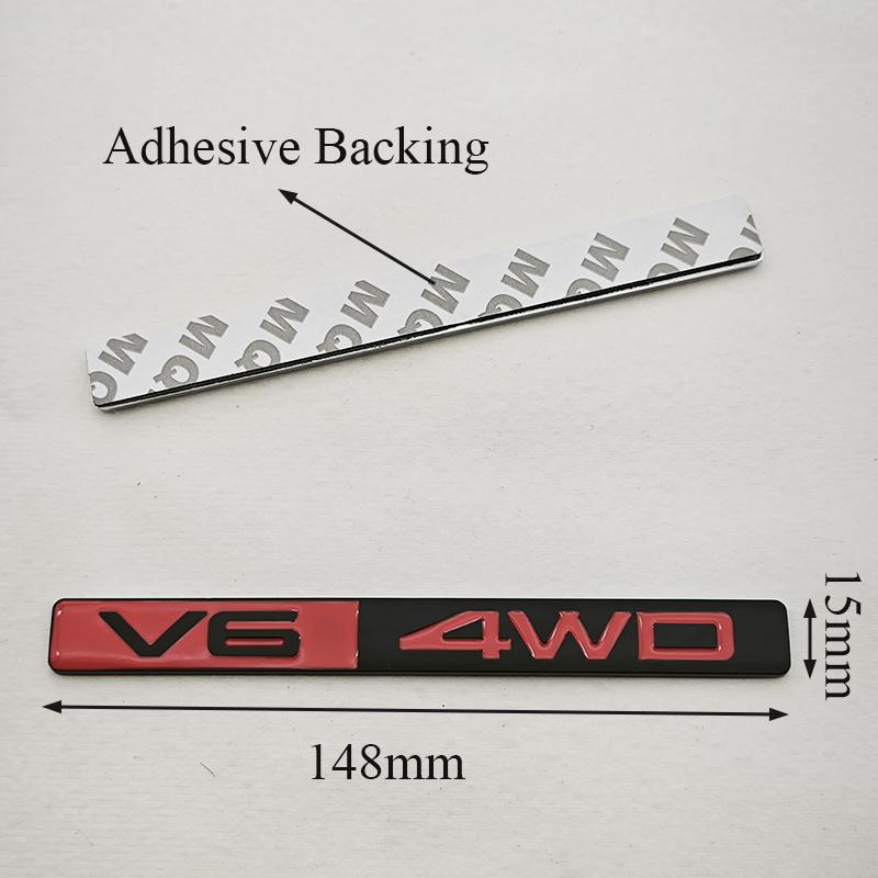 3D Metaal Auto Styling V6 4WD Logo Achterklep Badge Zijspatbord Embleem Sticker Auto Carrosserie Auto Exterieur Accessoires