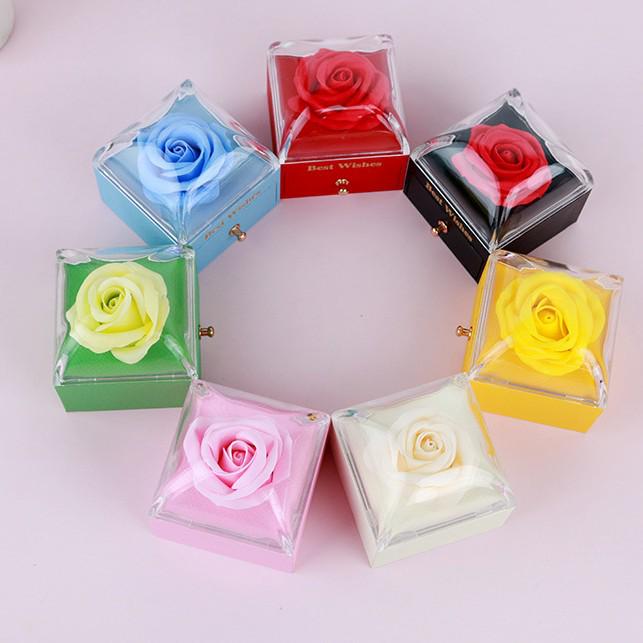 Luxury Rose Preserved Flower Jewelry Gift Box with Drawer for Valentine's Day