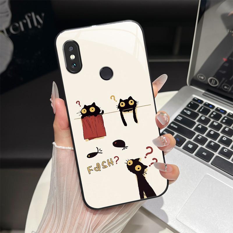 For Redmi Note 5/Note 6 Phone Case Trendy Design Tempered Glass Bumper For Xiaomi Redmi Note 5 6 Pro Full Protection Back Covers