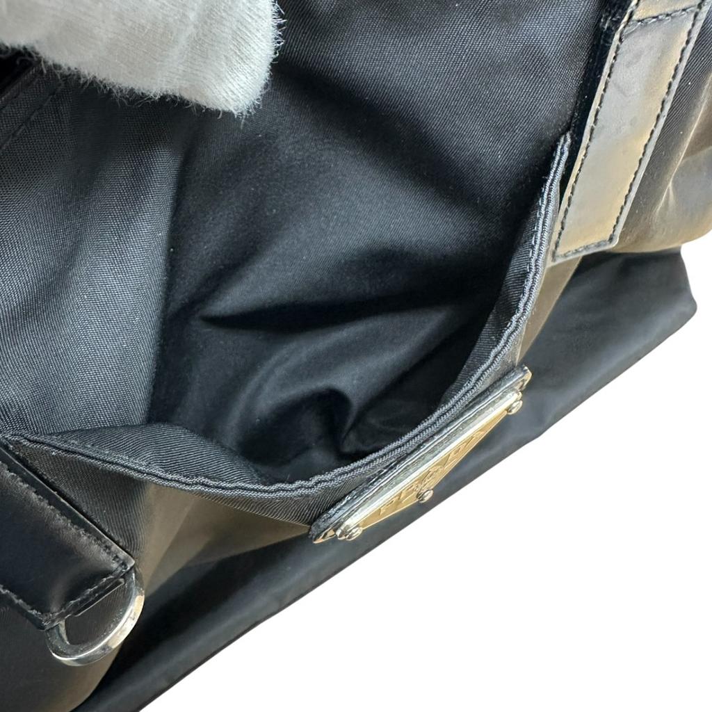 PRADA Triangle logo Tote Bag Nylon black Women Used