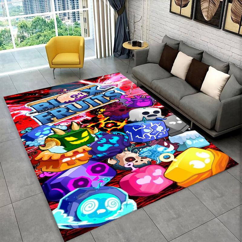 Klassischer B-Blox Frucht Cartoon Spiel Teppich für Schlafzimmer Wohnzimmer Sofa Spielzimmer Fußmatte Heimdekoration, Kinderteppich Rutschfest