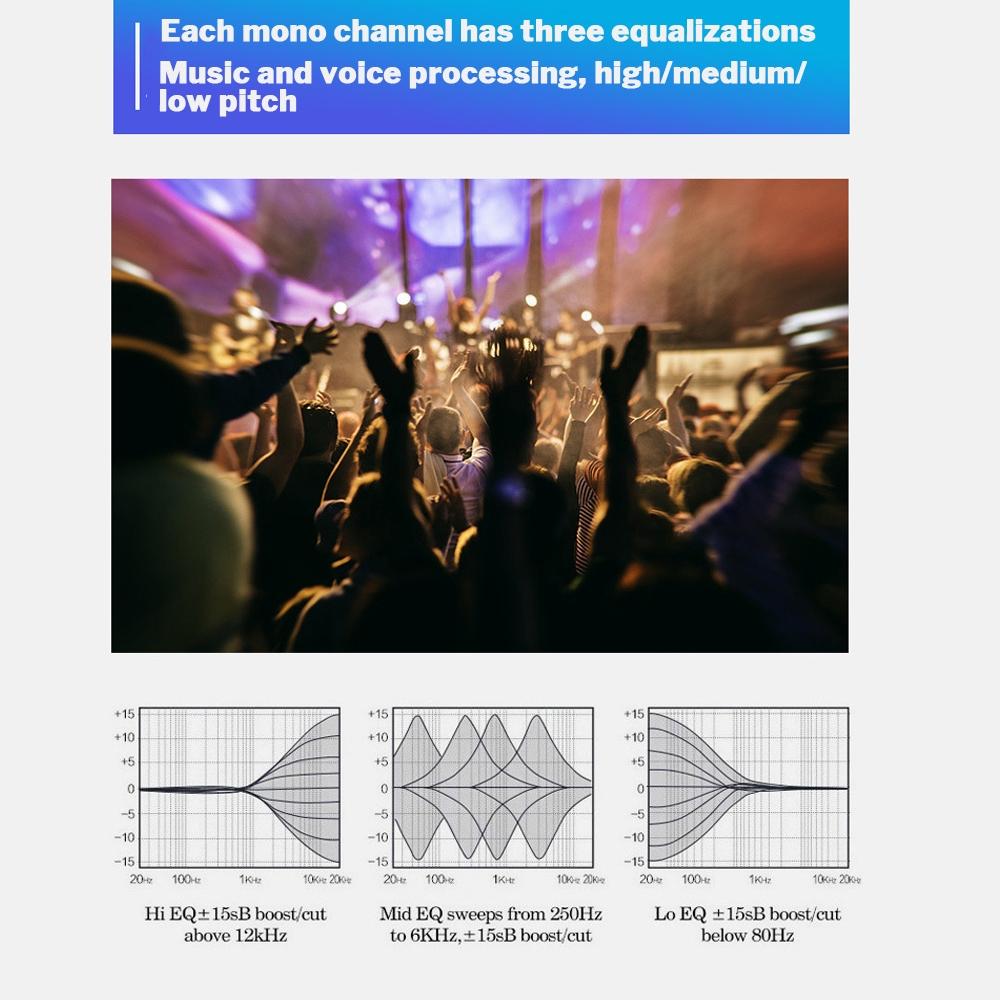 7 Channel  Bluetooth Audio Mixer USB Digital Microphone Sound Mixer Console Professional Karaoke Audio Mixer Amplifier 32x23.5x3.8cm