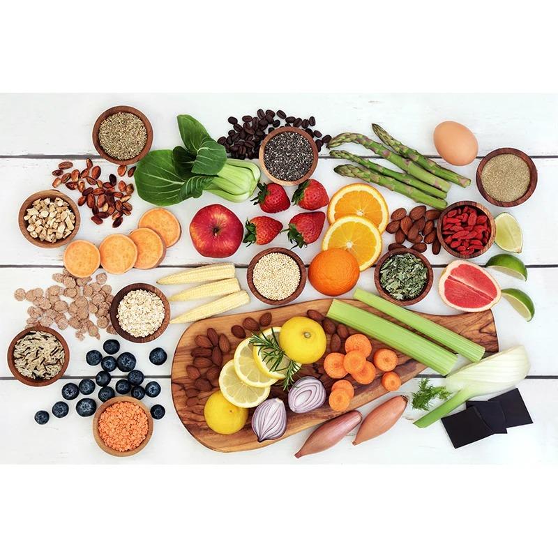 Nordyckie Warzywa i Owoce w Koszyku Plakat Kolorowa Sztuka Ścienna z Jedzeniem Obraz na Płótnie do Dekoracji Jadalni Kuchni Cuadros