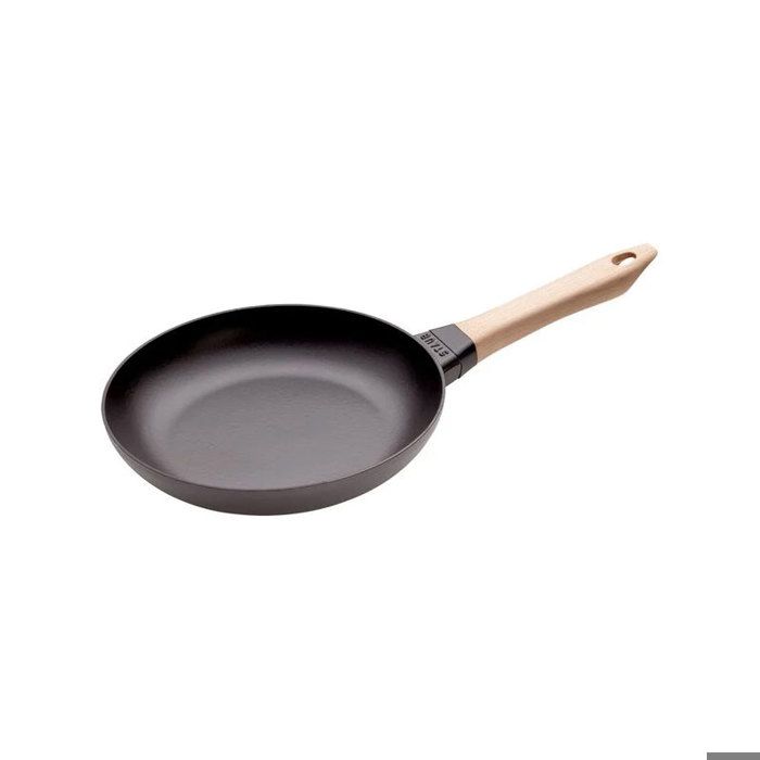 STAUB - Poêle En Fonte Avec Poignée En Bois, 24 Cm, Noir