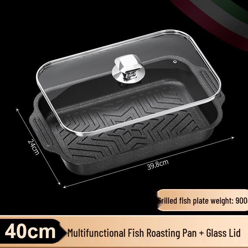 Rectangular Grill & BBQ Pan with Lid 40x24x8.5cm
