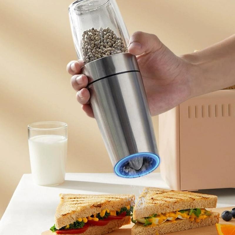 Electric Pepper Grinder Salt And Pepper Grinder Adjustable Coarseness Spice Mill With Led Light Kitchen Tool