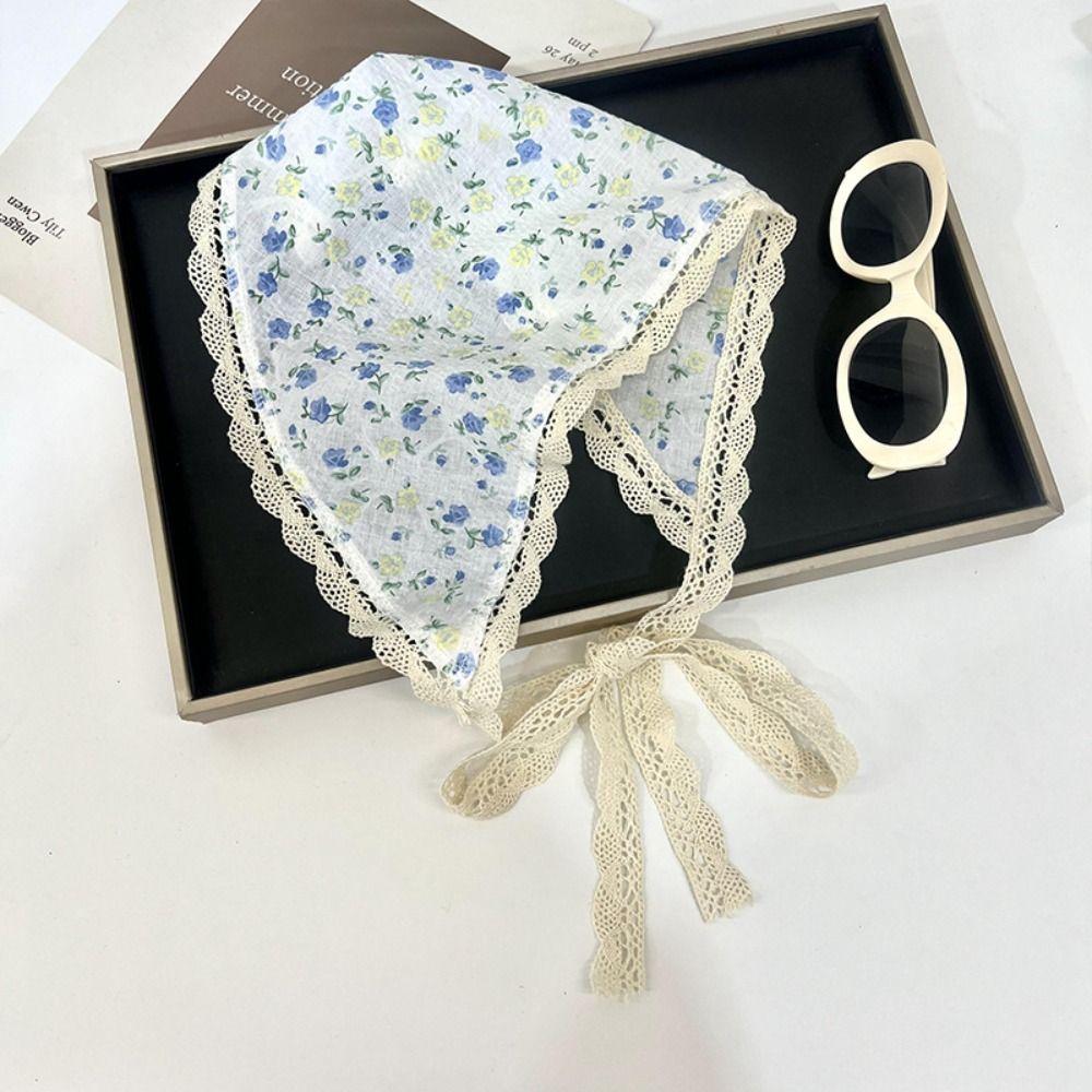 Lattice Triangle Hair Band Strap Soft Wrap Printing Hair Scarf Lace Hair Scarf  Women