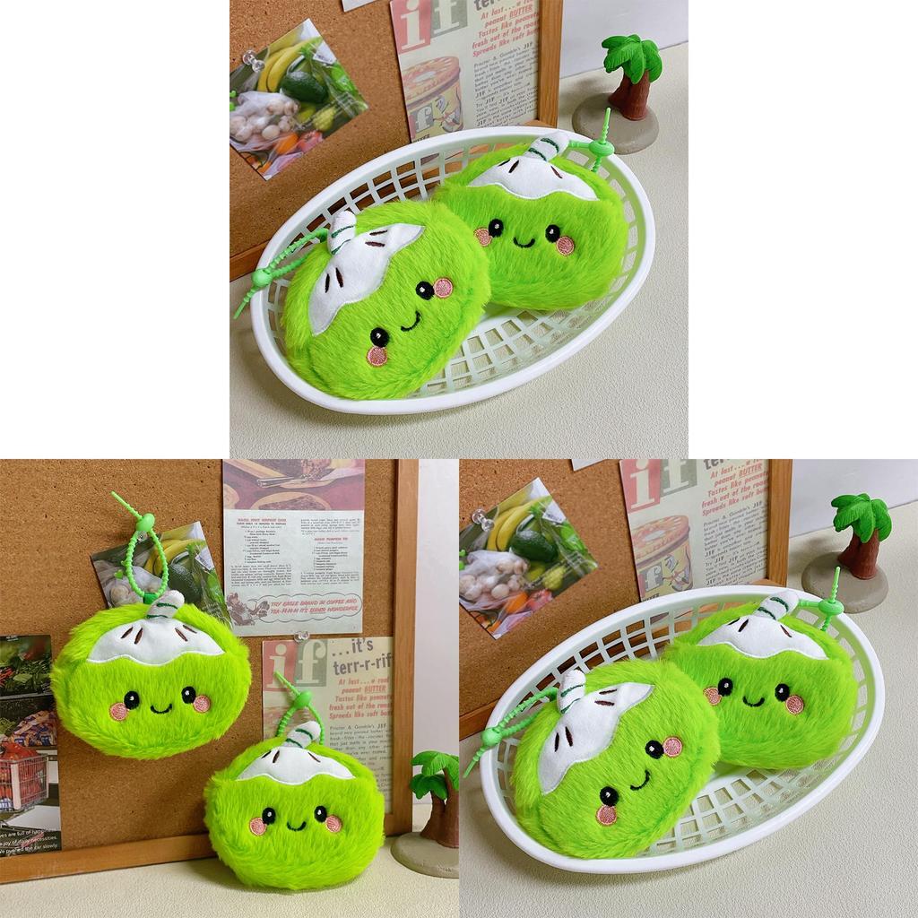 Plush Coconut Coin Wallet With Zipper Storage For Kids And Teens