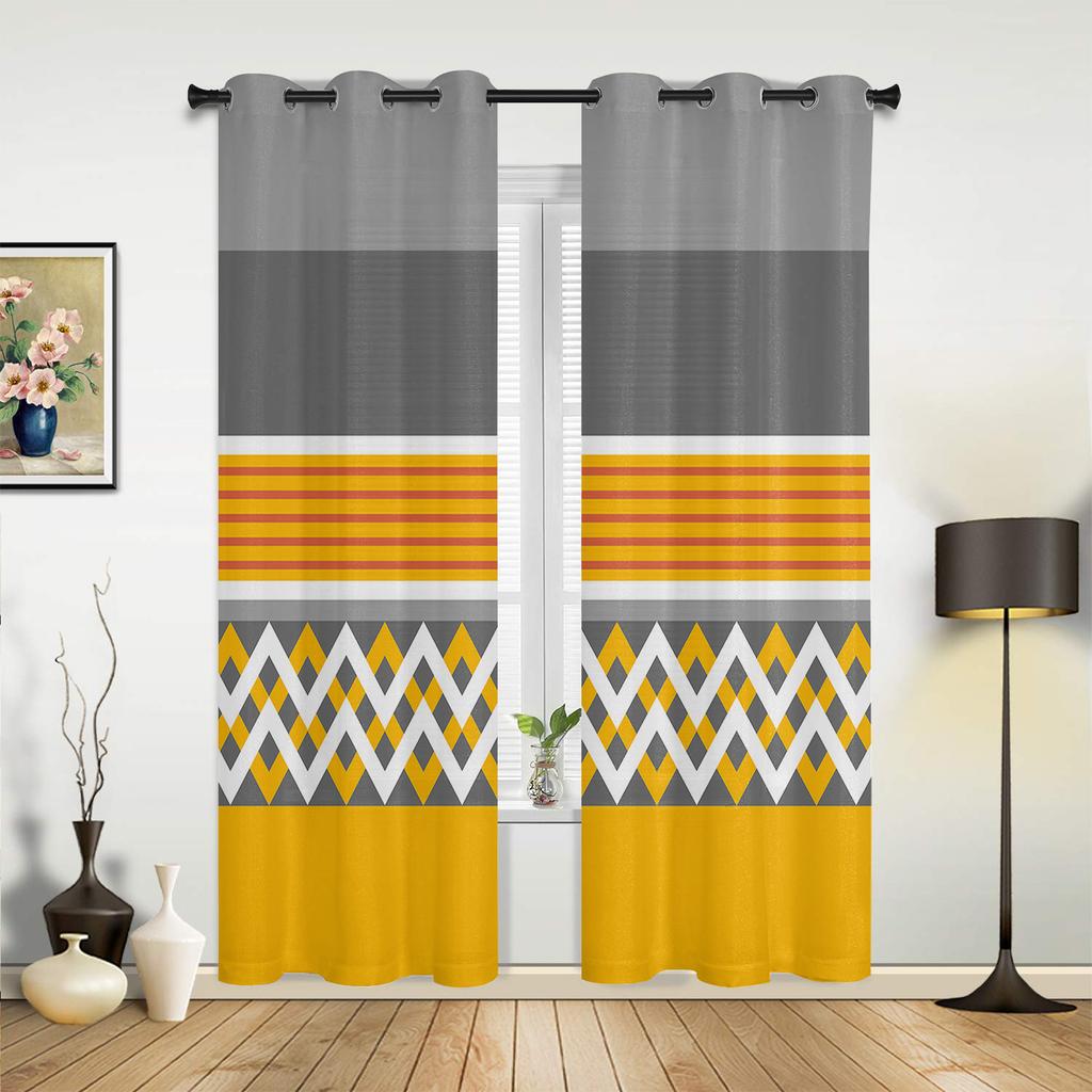 Dungi galbene gri Perdele geometrice moderne pentru fereastră pentru sufragerie dormitor perdea tratament de bucătărie Jaluzele draperii