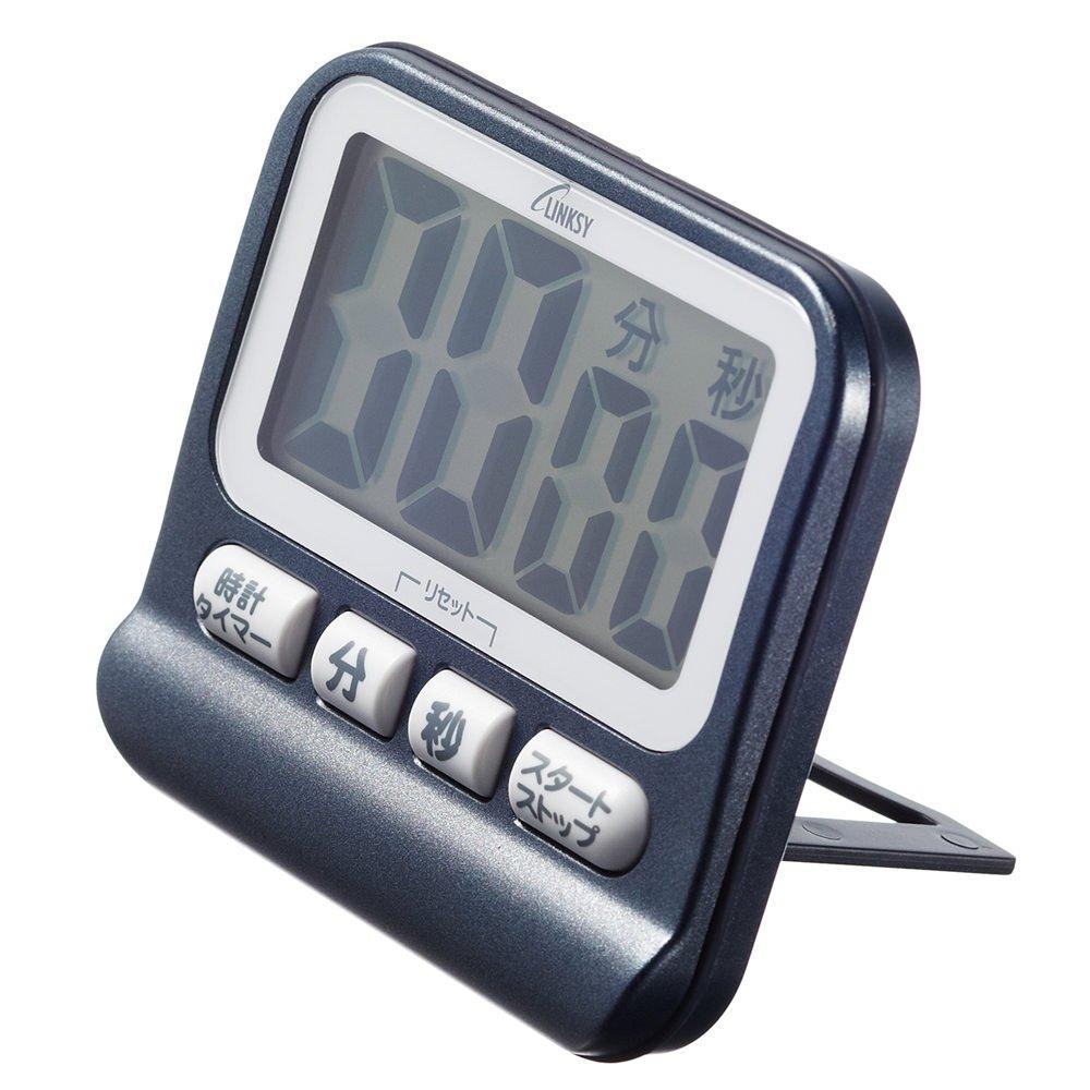 YNAC LINKSY Water-Resistant, High-Volume Timer with Stand and Clock, LT501BA, 8.1 X 9 X 1.7 Cm, Black
