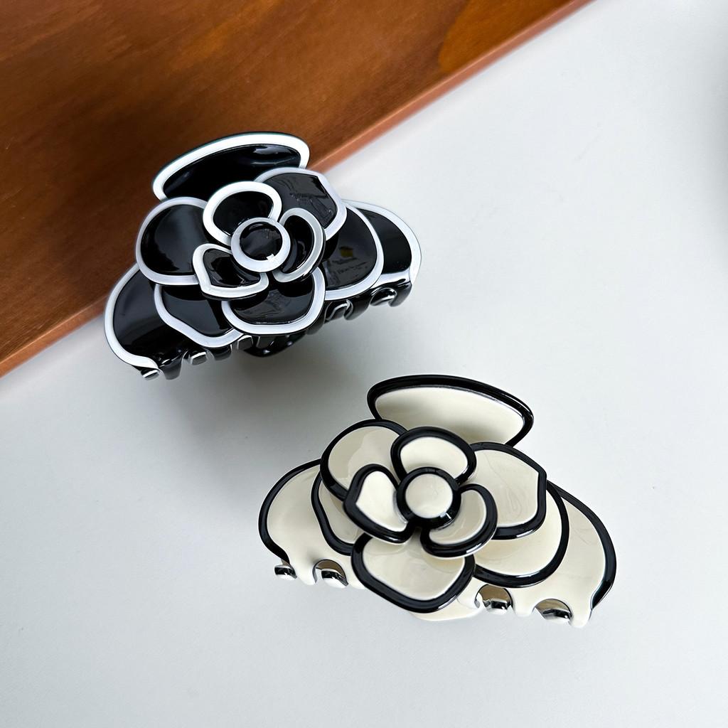 Medium Stylish Size Acetate Hair Clip Featuring Delicate Camellia Flower For Women Fashionable