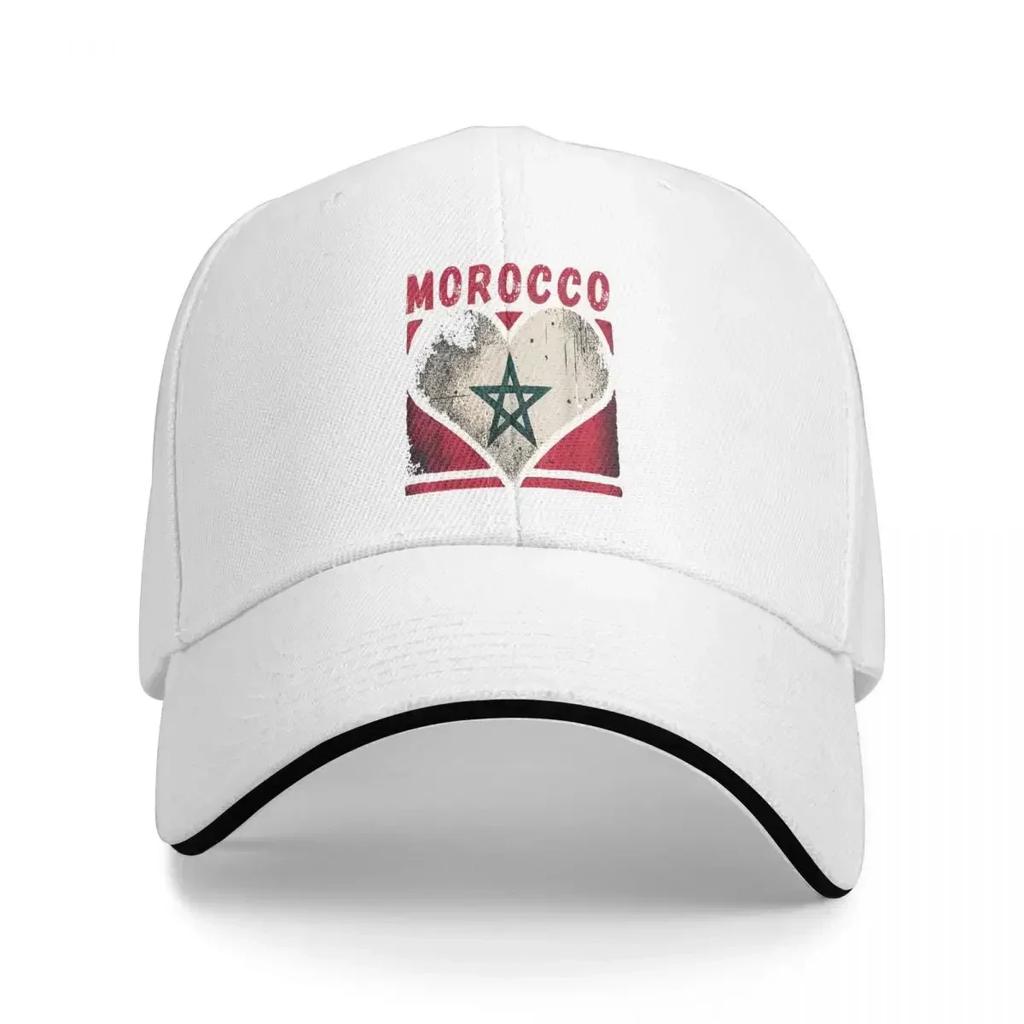 Vintage Moroccan Flag Heart Casual Baseball Cap I Love Morocco Gym Trucker Hat Spring Sun Visor Women Men y2k Cool Baseball Caps