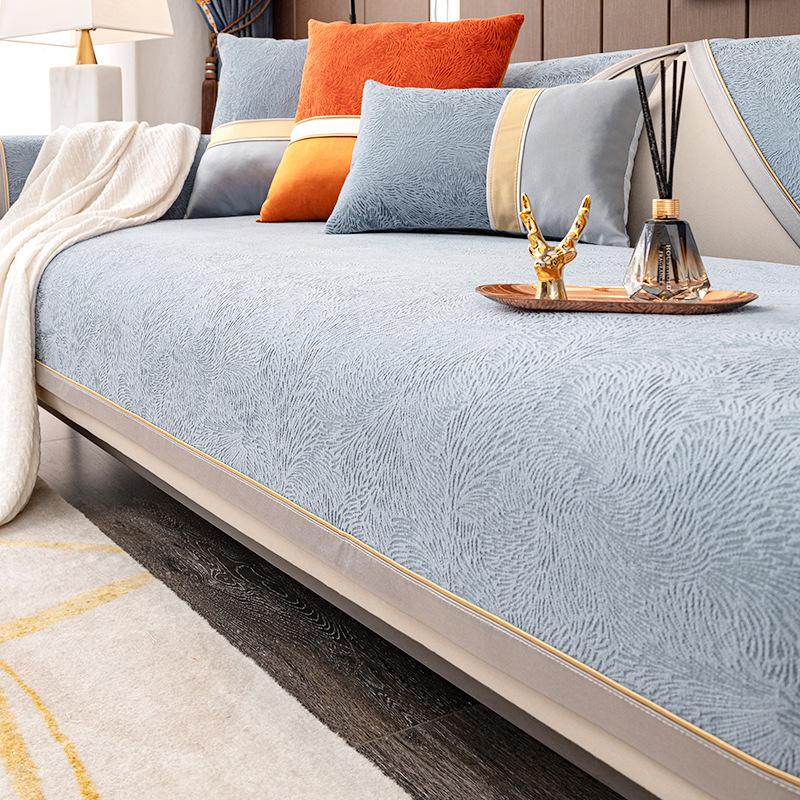 Nordic Light Luxury Sofa Cushion Four Seasons Universal Cover Cloth Cover Cover Solid Wood Leather Non-Slip Seat Cushions All-Inclusive Chenille