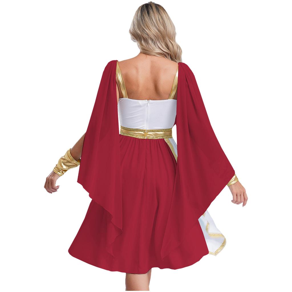 Womens Irregular Hem Chiffon Dress Gold Stamped Design Sleeveless Style Hidden Zipper Cuffs Party Performance Gown