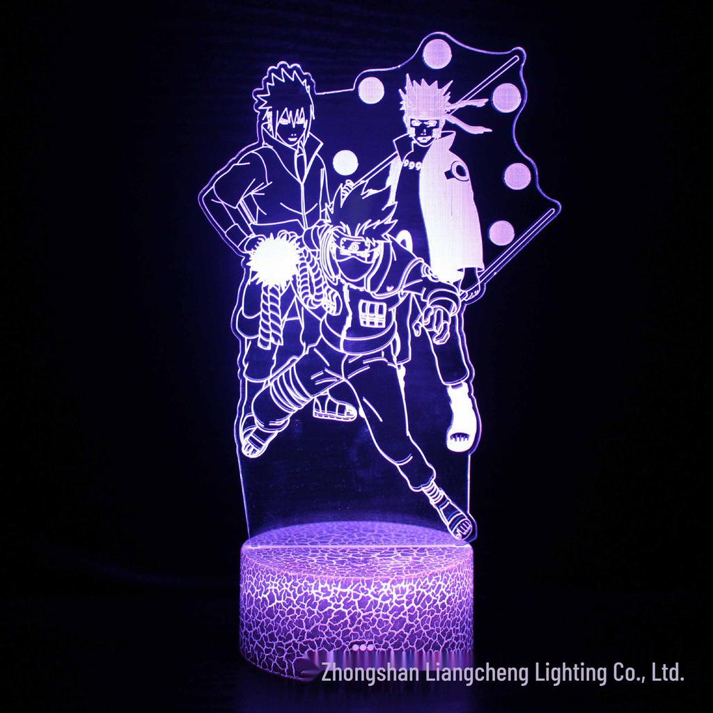 Naruto & Uchiha 3D LED Night Light – Seven-Color Touch Desk Lamp Gift