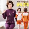 Women's Plus Size Fleece-Lined Warm Underwear Set for Middle-Aged and Elderly