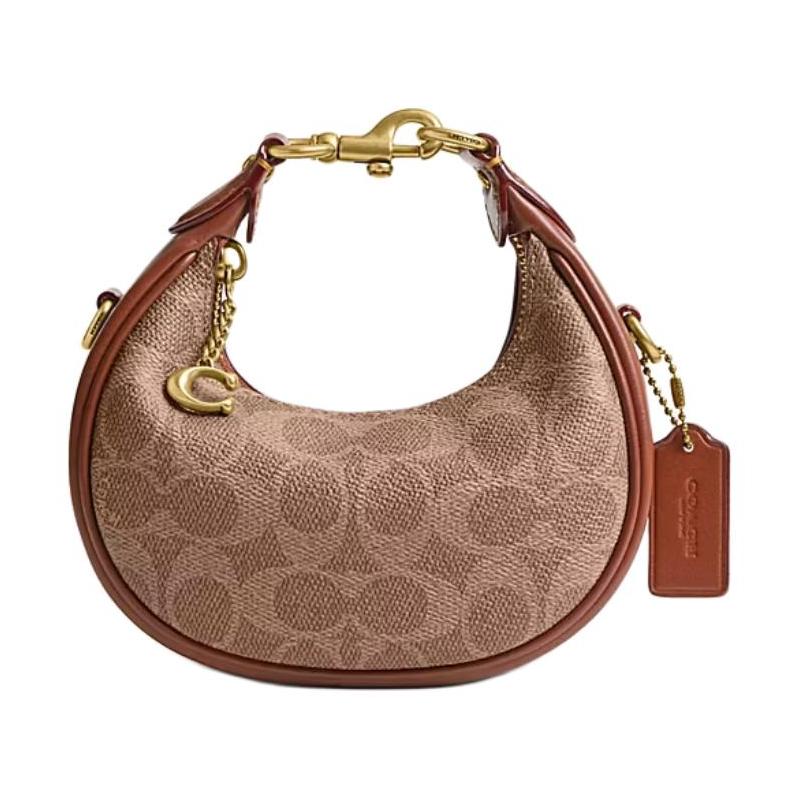 

COACH JONIE 15 Printed Logo Cowhide Shoulder Bag Mini Women Brown коричневий