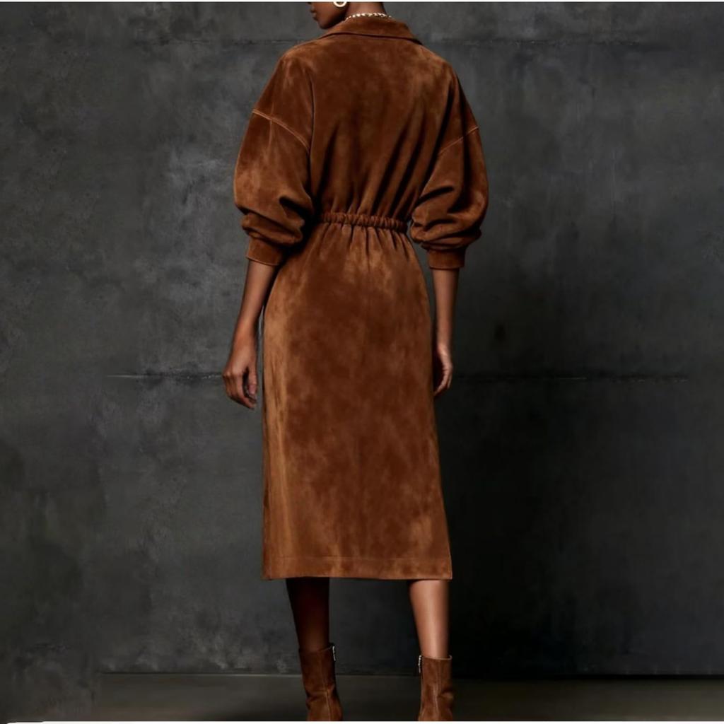 Women's Suede Zipper Dress