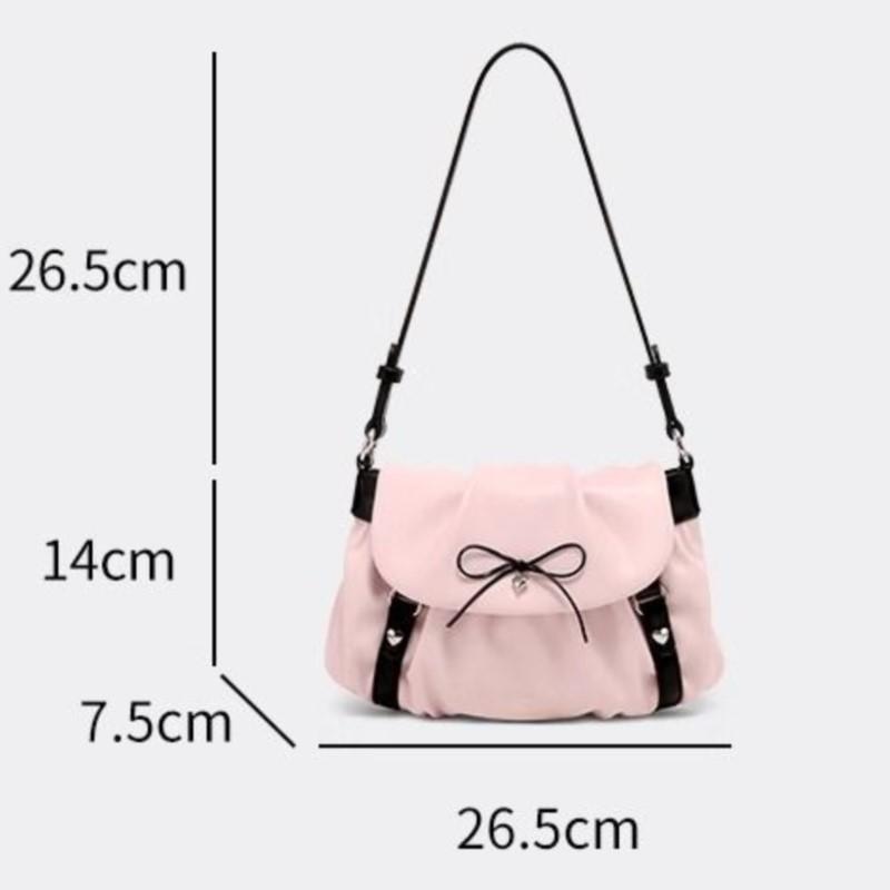 JIAERDI Süße Niedliche Y2k Schultertaschen Damen Fee Kern Ästhetik Schleife Leder Rosa Handtasche Geldbörse Damen Unterarmtasche Ästhetik