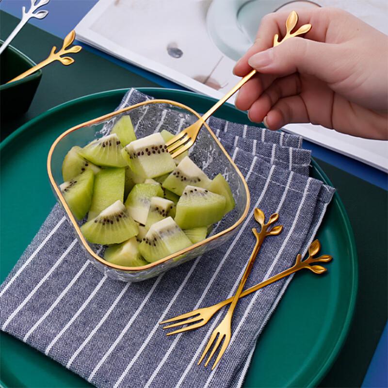 Reusable Leaf Design Fruit Forks Set