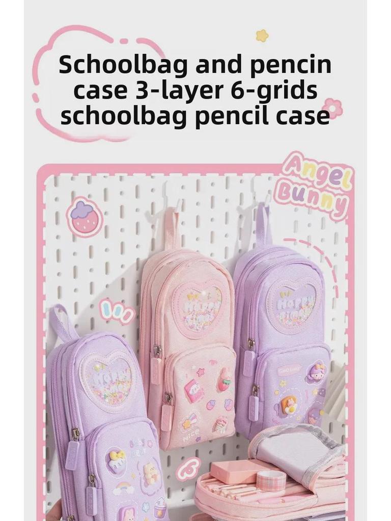 დიდი ტევადობის მრავალფუნქციური ფანქრის ყუთი გოგონებისთვის - პორტატული სკოლის ჩანთა მოსწავლეებისთვის