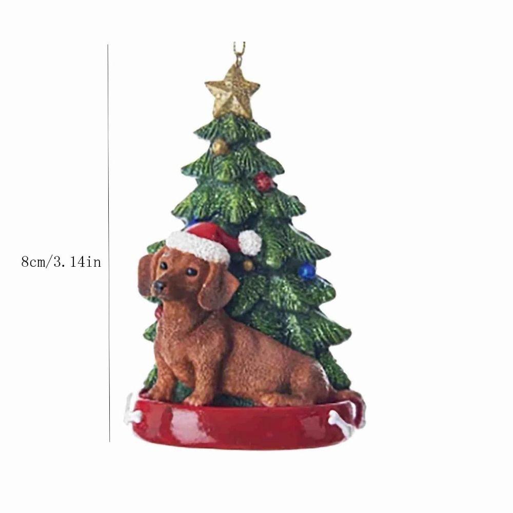Funny Acrylic Dachshund Dog Pendant Cartoon Hangeable Car Rear View Mirror Pendant Craft Dog Christmas Tree Ornament Christmas