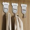 5/8PCS Bear Shape Stainless Steel Self-adhesive Hook No Punching Strong Load-bearing Sticky Hook Bathroom Kitchen Door Hook