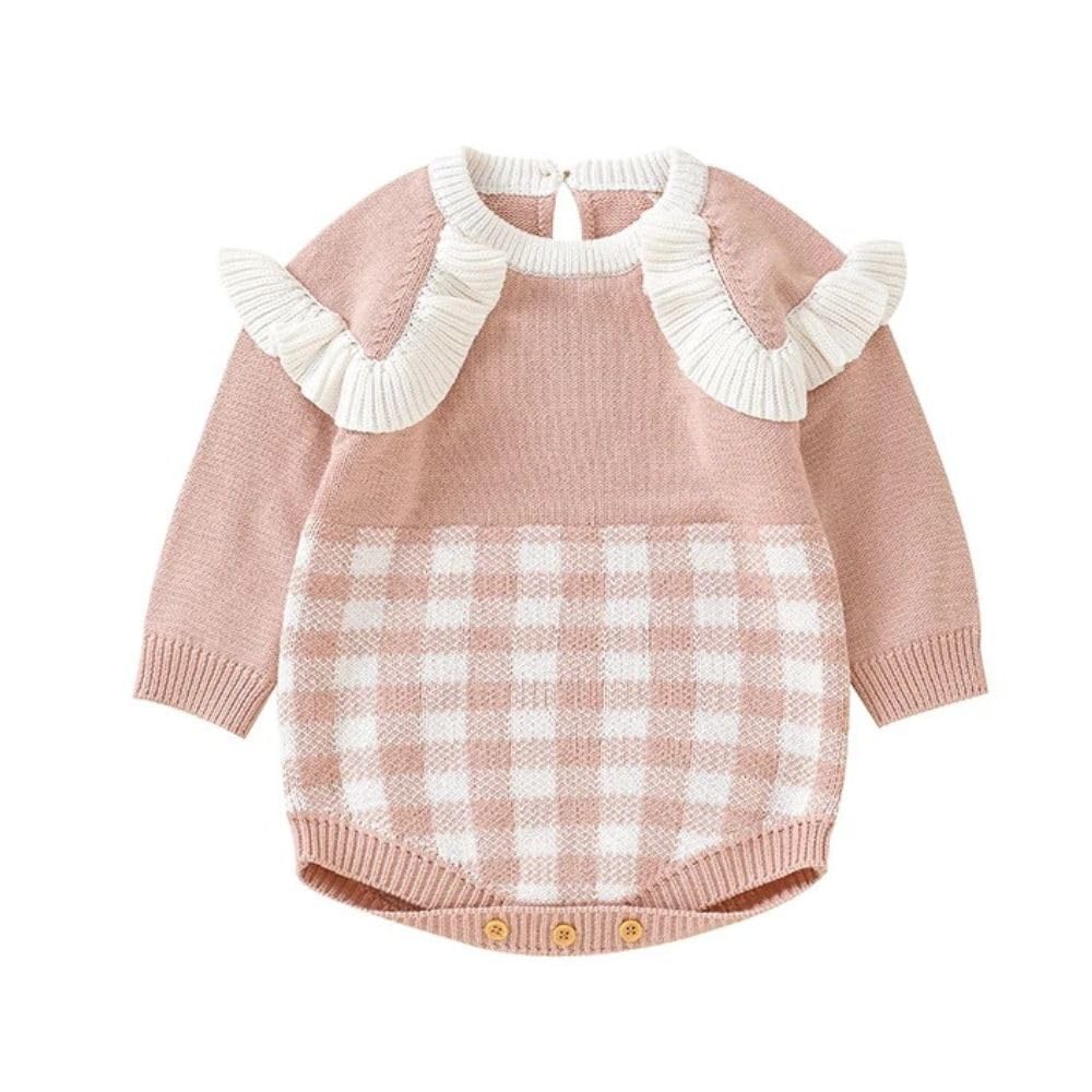 

2-летний детский комбинезон из хлопка с оборками, трикотажный, с длинными рукавами, с оборками, для девочек и мальчиков, унисекс, розовый, размер 80 [Одежда для новорожденных] 100% 100% розовый