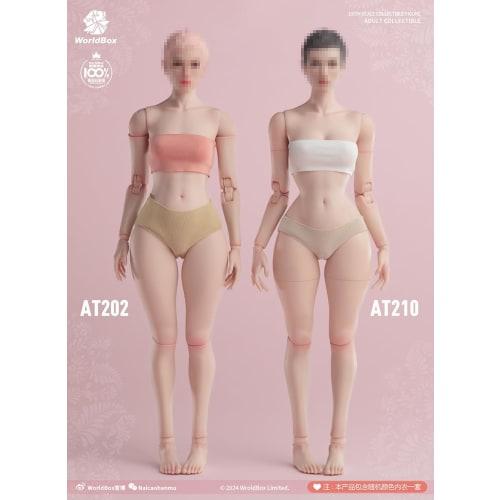 Tbmodel Worldbox 1/6 Scale Female Figure with Muscles and Joints, Cosplay Action Figure Set, AT210 (White Skin)