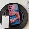 Luxury Pink Blue Oil Painting  Phone Case For Samsung S25,S24,S21,S22,S23,S30,Ultra,S20,Plus,Fe,Soft Silicone Black Cover
