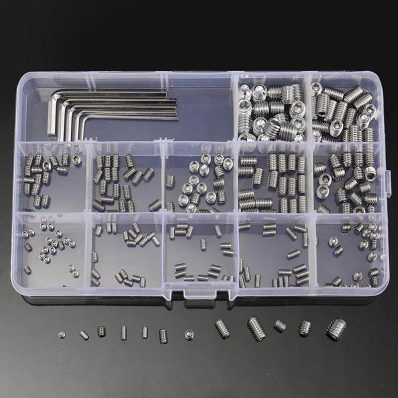 240pcs Convenient Set of Screws Allen Head Screws set Hex Socket Head Screws Grub Screw Set nternal Hex Drive Cup-Point