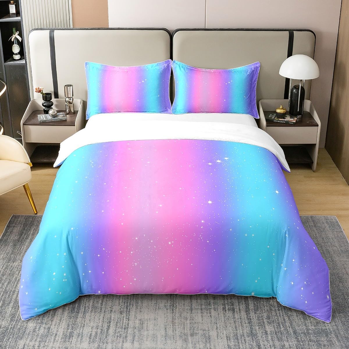 

Tie Dye Floral Soft Duvet Cover Quen King-Sized Dimensionsd Dimensions Watercolor Art Bohemian Psychedelic Beding Comfortable Quilt Cover 3 Pcs 135*200cm Eu-Single