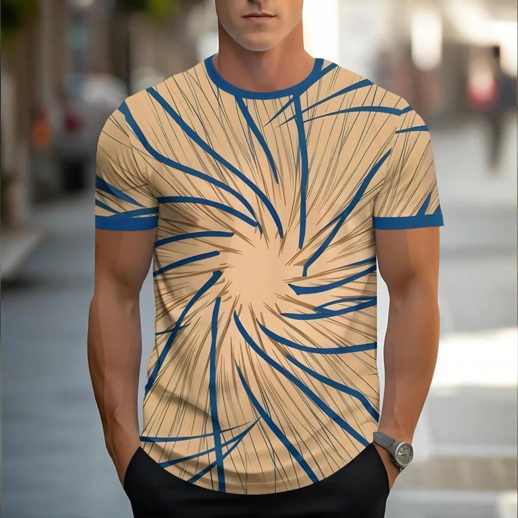 Men's New 3D T-shirt Crew Neck Short Sleeve Casual Top Breathable Cool-Feel Fabric Tagless Skin-Friendly Design
